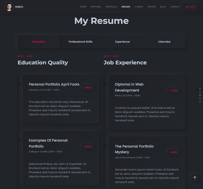 InBio – Personal Portfolio Website Template - image
